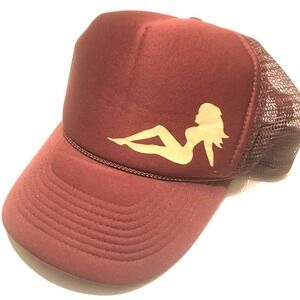 Vintage No Fear Snapback Mudflap Trucker Hat Maroon One Size Fits Most